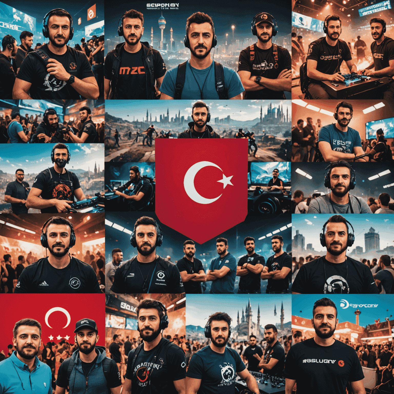 Collage of Turkish gamers, local game developers, and esports events showcasing the vibrant gaming culture in Turkey