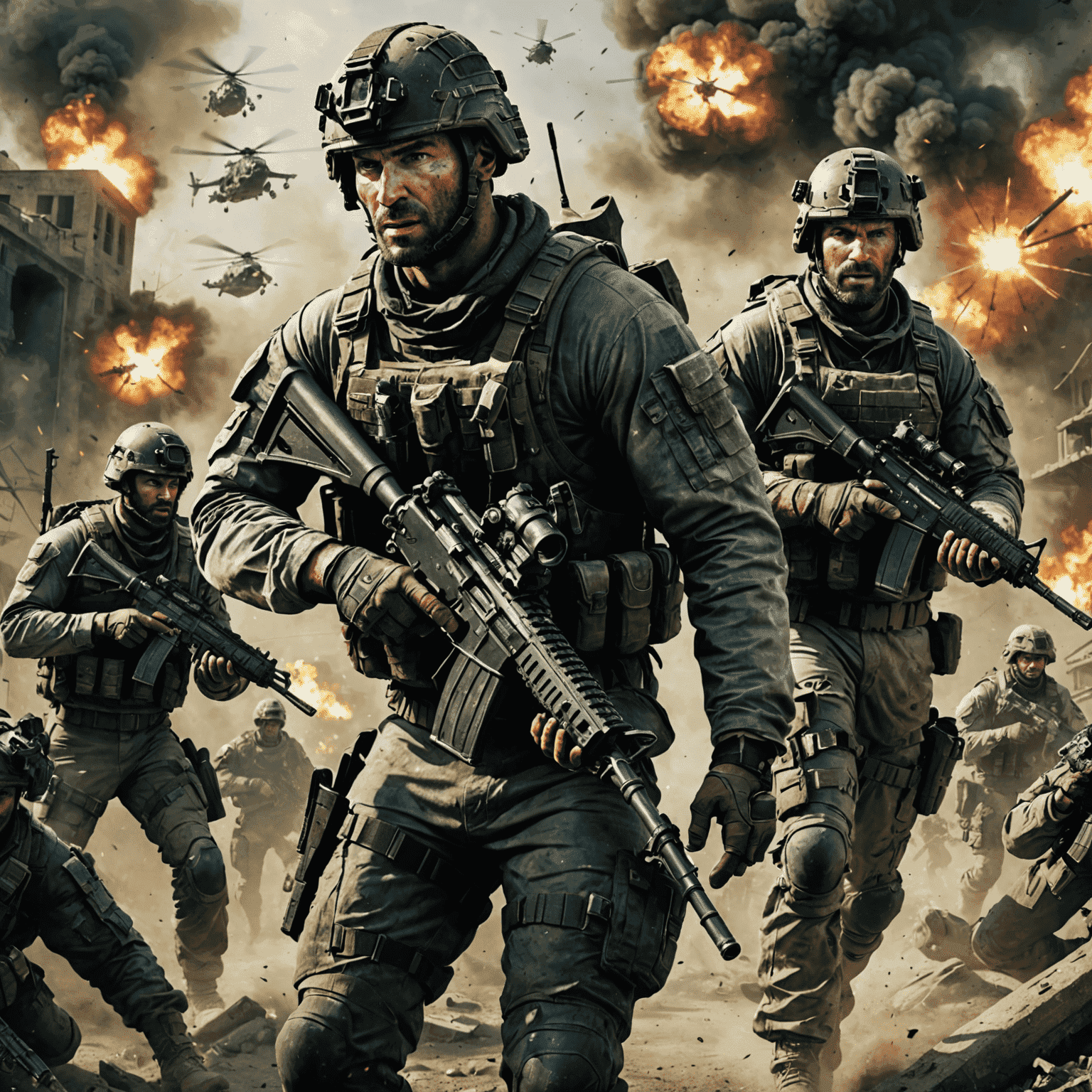 Call of Duty: Modern Warfare IV game cover featuring soldiers in intense combat situation with advanced weaponry